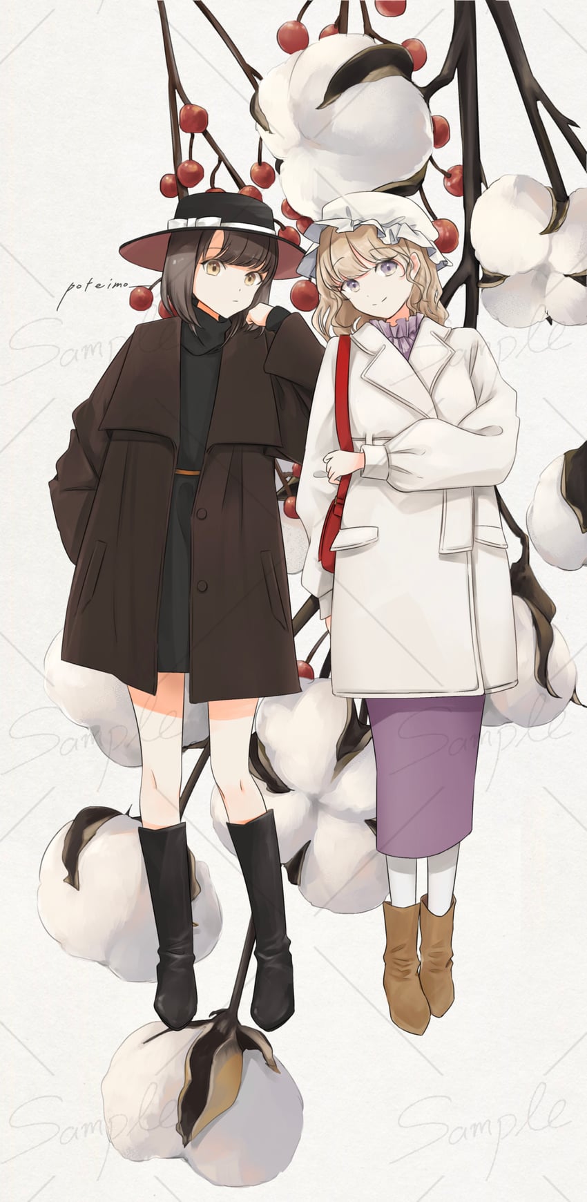 usami renko and maribel hearn (touhou) drawn by poteimo_(poteimo622)