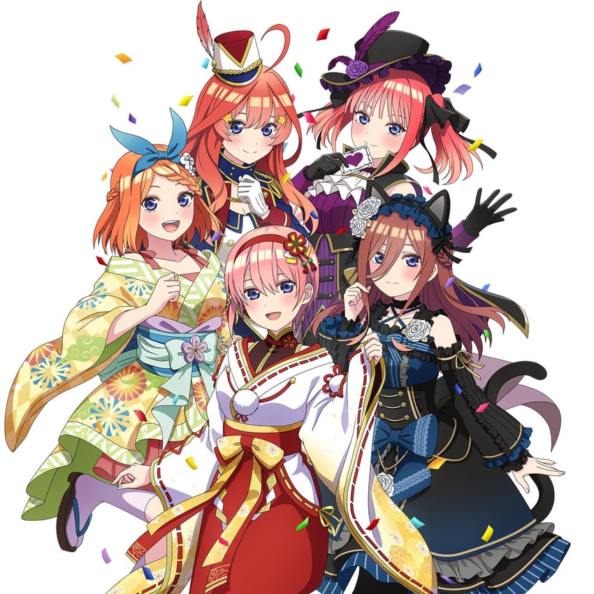 nakano nino, nakano miku, nakano yotsuba, nakano itsuki, and nakano ichika (go-toubun no hanayome)