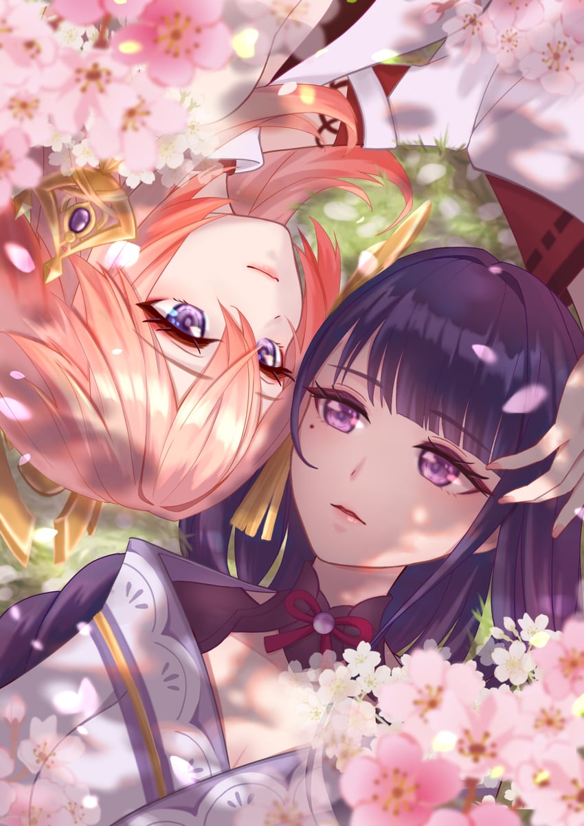 raiden shogun and yae miko (genshin impact) drawn by mikunyanillust