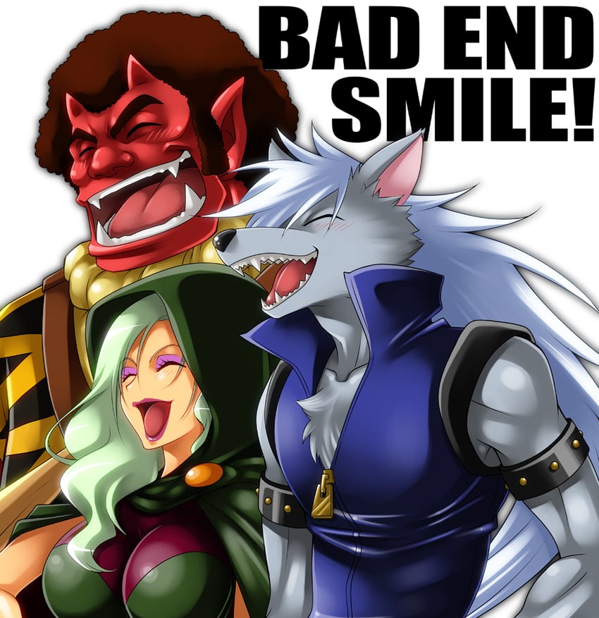 wolfrun, majorina, and akaooni (precure and 1 more) drawn by wauwa