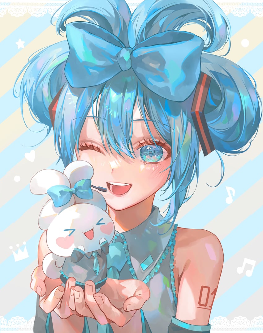 hatsune miku, cinnamoroll, and cinnamiku (vocaloid and 2 more) drawn by kinakomocci518