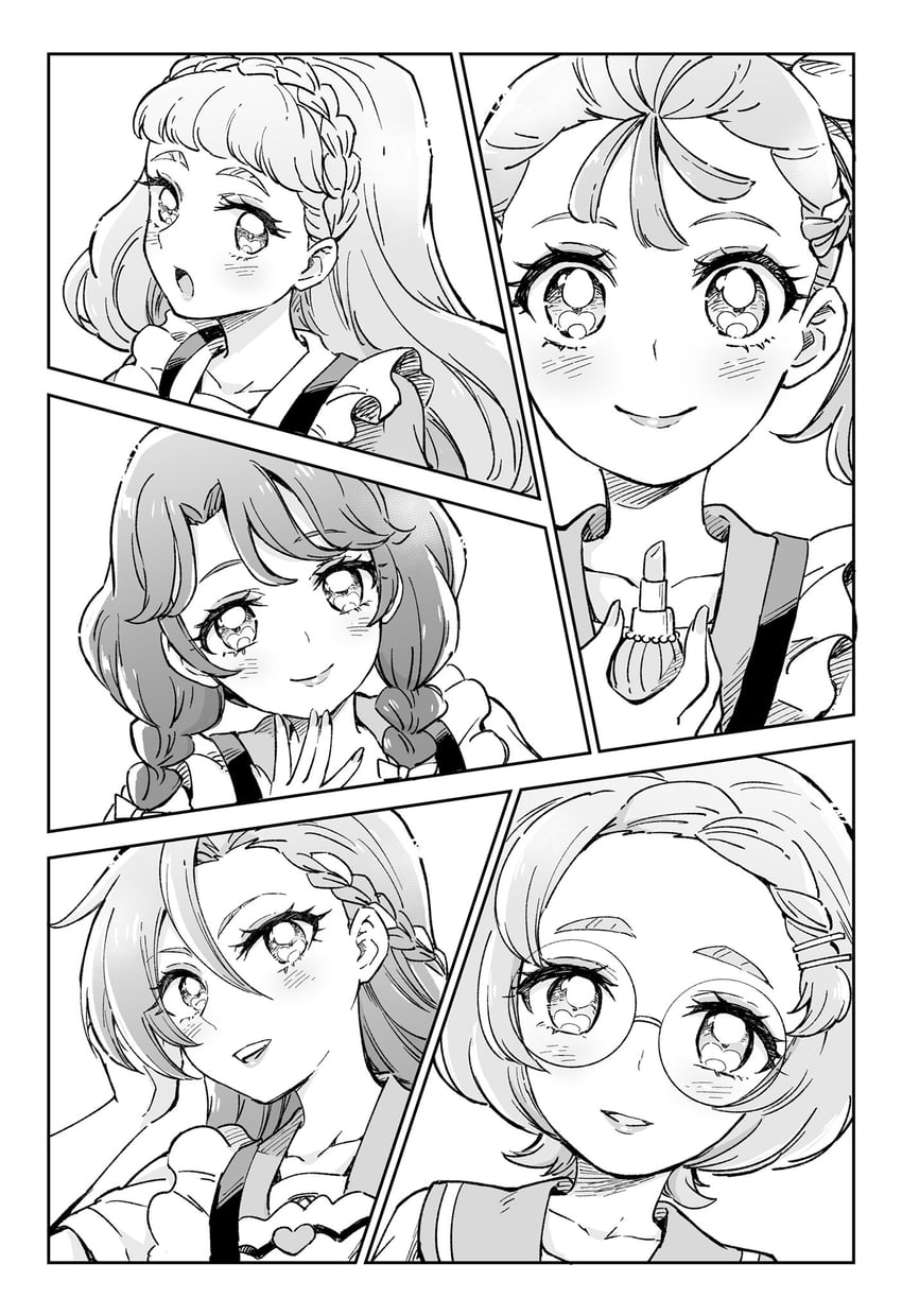 laura la mer, natsuumi manatsu, suzumura sango, takizawa asuka, and ichinose minori (precure and 1 more) drawn by sharumon