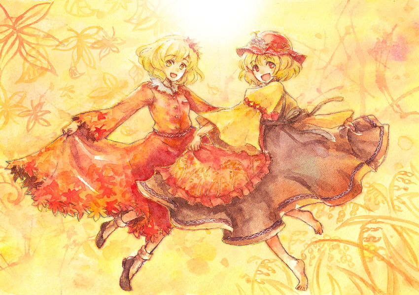 aki minoriko and aki shizuha (touhou) drawn by murach