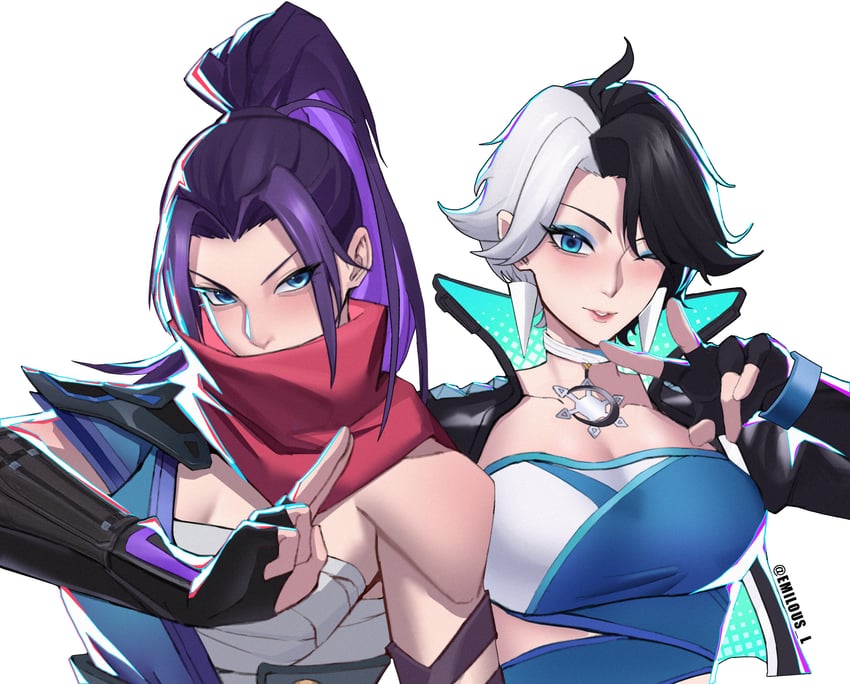 psylocke and luna snow (marvel and 2 more) drawn by emiruuu