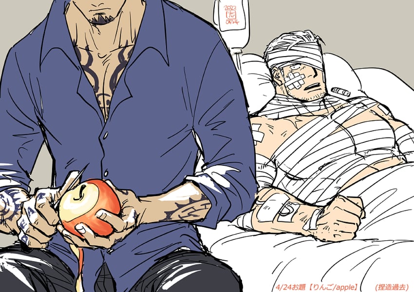 trafalgar law and smoker (one piece) drawn by kokorozashi