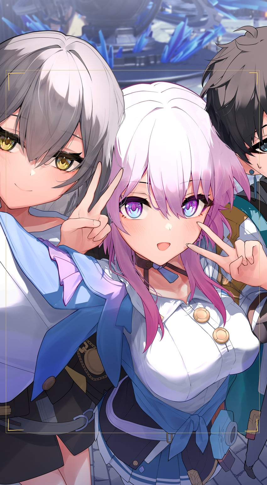 trailblazer, stelle, march 7th, and dan heng (honkai and 1 more) drawn by shumai_il