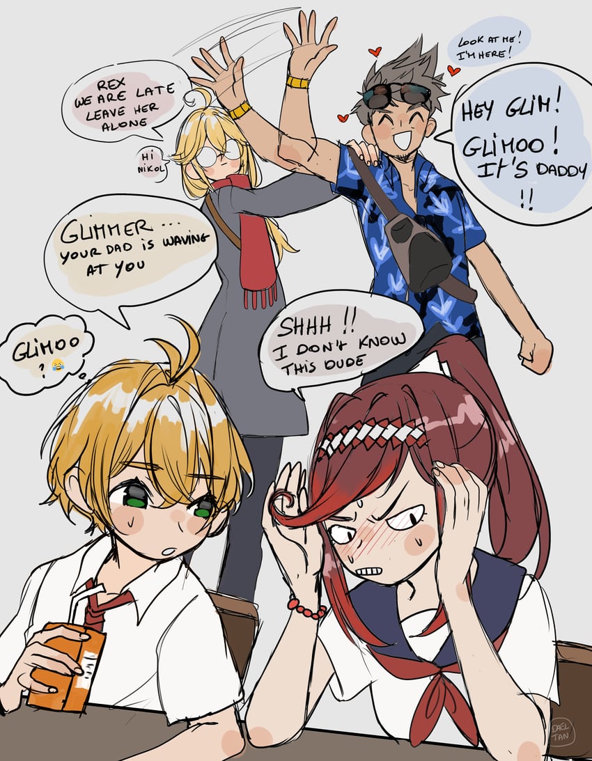 rex, shulk, glimmer, and nikol (xenoblade chronicles and 2 more) drawn by dadeltan