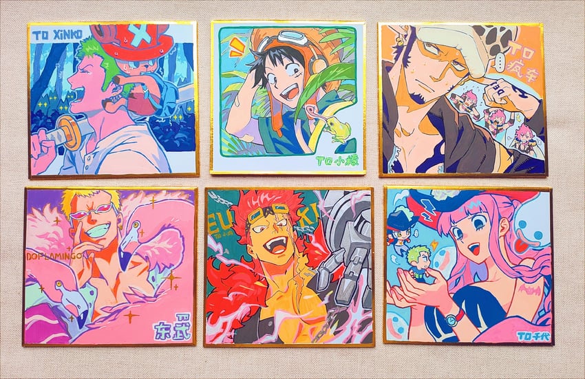 monkey d. luffy, roronoa zoro, trafalgar law, tony tony chopper, perona, and 3 more (original and 1 more) drawn by qin_(7833198)