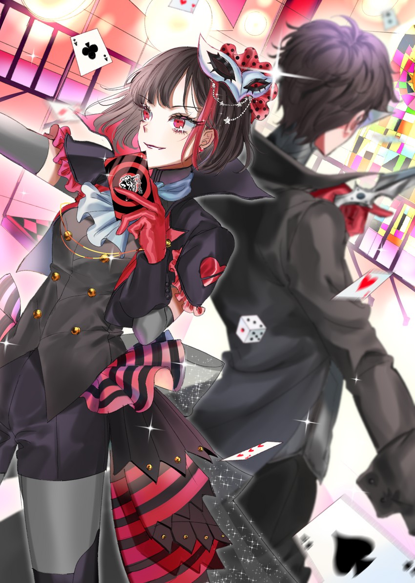 amamiya ren, mitake ran, and joker (persona and 2 more) drawn by pamipamu
