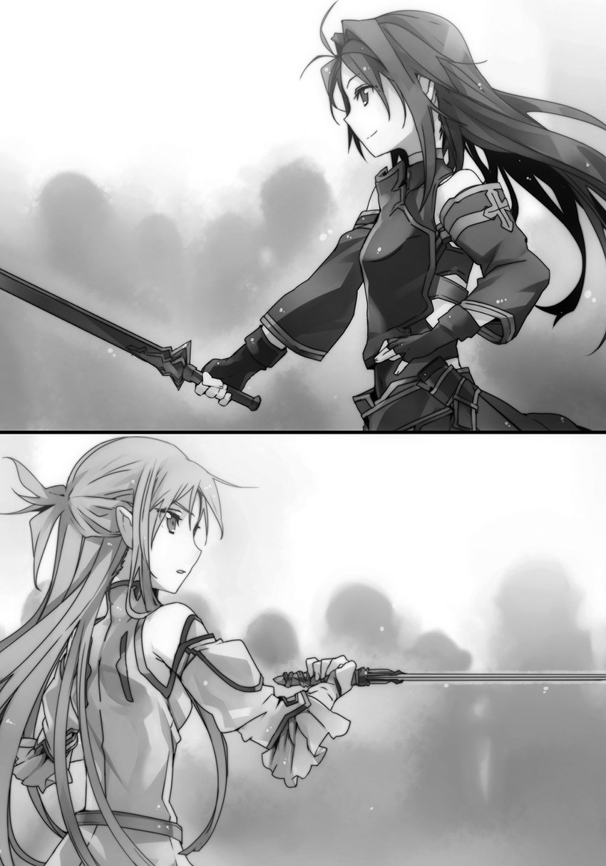 asuna and yuuki (sword art online) drawn by bunbun