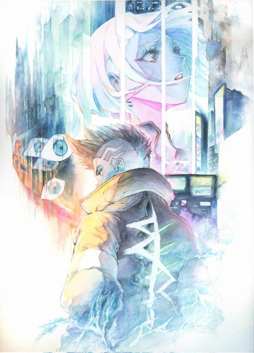 lucy and david martinez (cyberpunk and 1 more) drawn by s.tokimura
