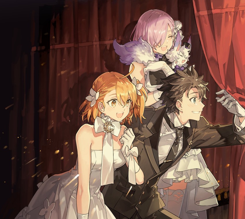 mash kyrielight, fujimaru ritsuka, and fou (fate and 1 more) drawn by starshadowmagician