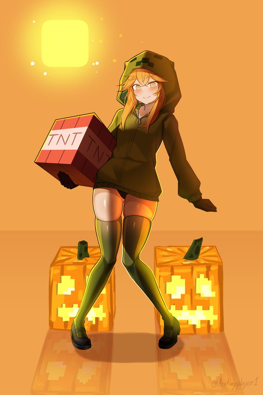 creeper and cupa (minecraft and 1 more) drawn by destinyplayer1