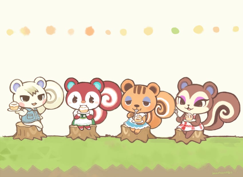 marshal, poppy, pecan, and sally (animal crossing) drawn by konanbo