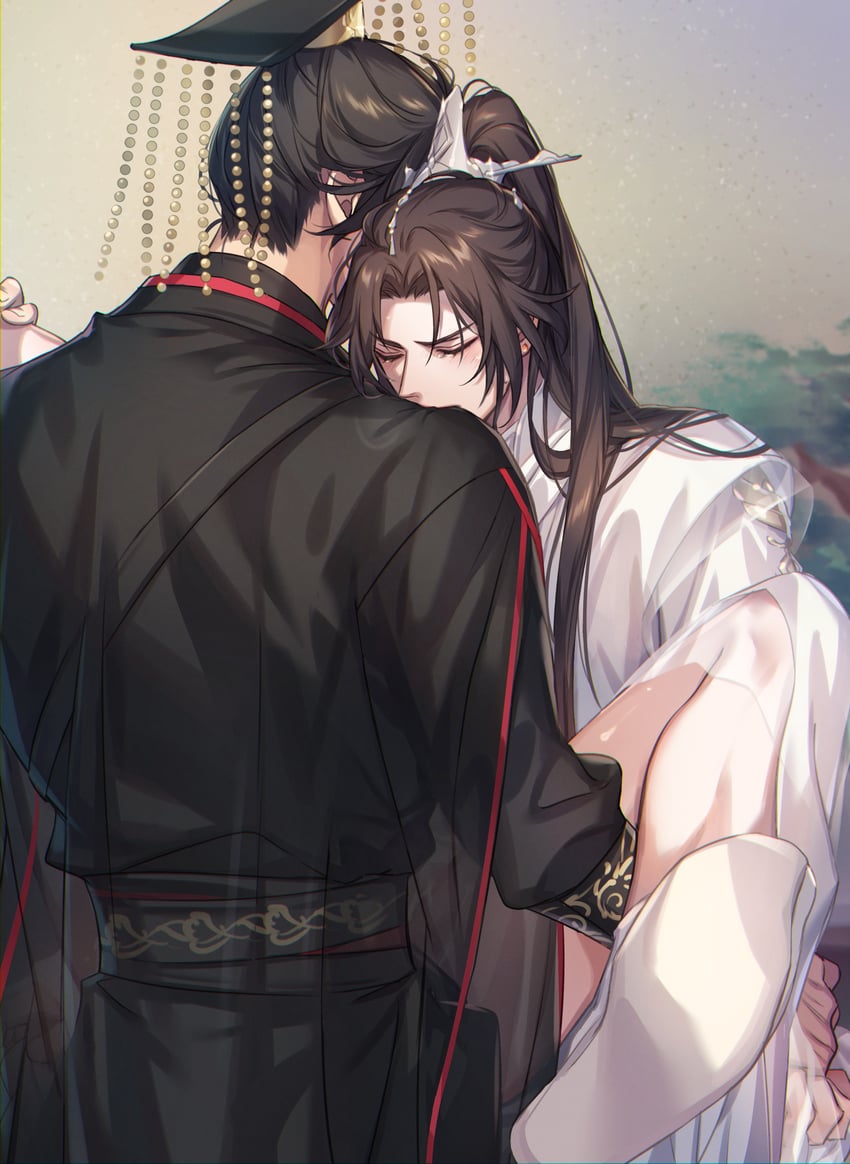 chu wanning, mo ran, and taxian-jun (erha he ta de bai mao shizun) drawn by zehel_az