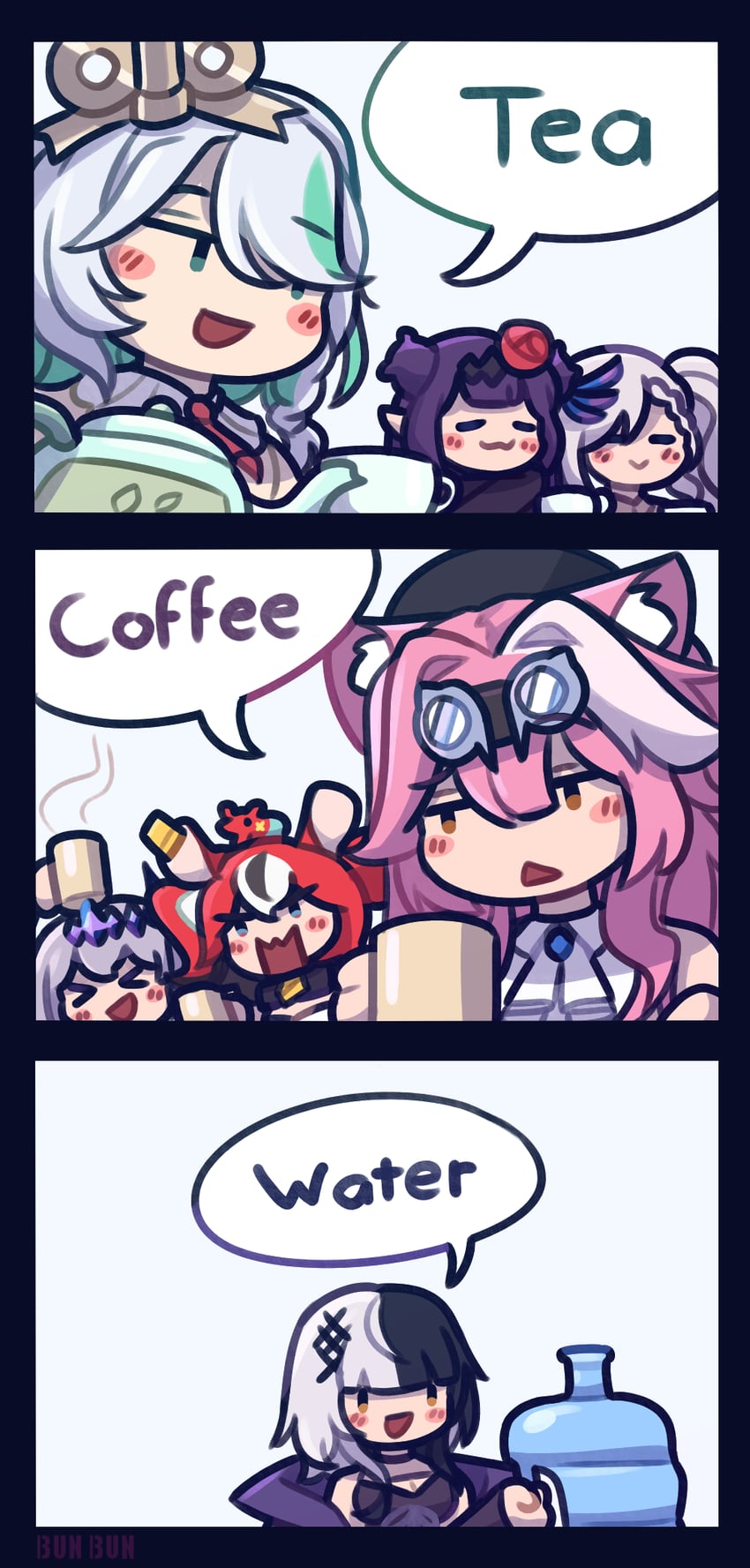 ninomae ina'nis, hakos baelz, shiori novella, koseki bijou, raora panthera, and 3 more (hololive and 2 more) drawn by bunbbun