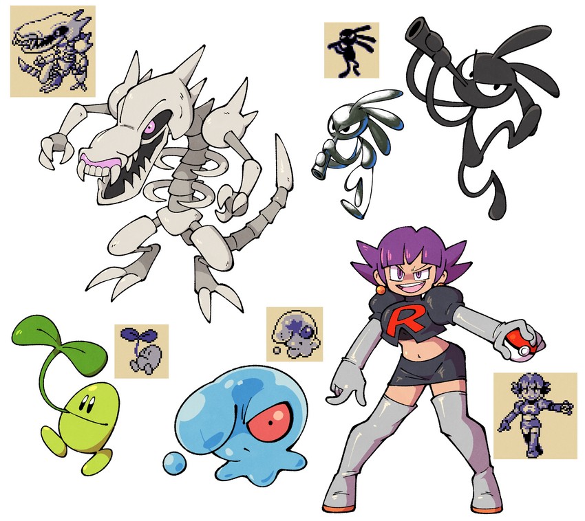 team rocket grunt, may98 pokemon 401, mitei01, may98 pokemon 300, and gs cbb pokemon 202 (pokemon and 1 more) drawn by shenanimation