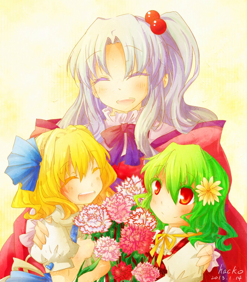 alice margatroid, kazami yuuka, and shinki (touhou) drawn by hacko