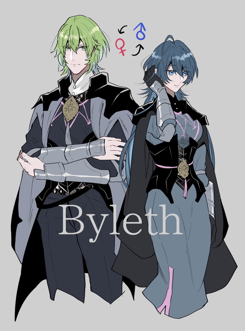 male byleth and female byleth (fire emblem and 1 more) drawn by ojnta0505
