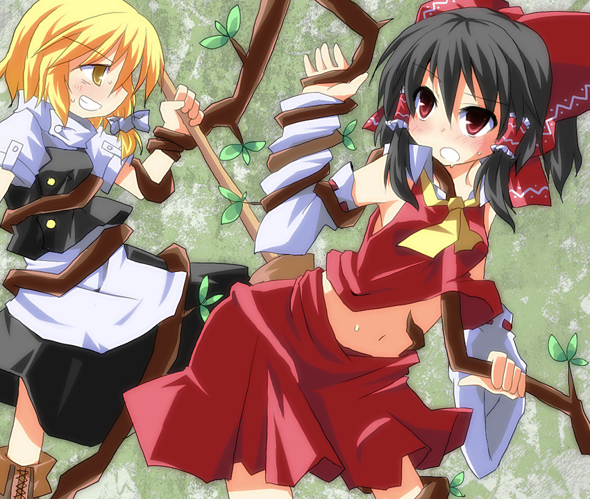 hakurei reimu and kirisame marisa (touhou) drawn by yuuhi_alpha