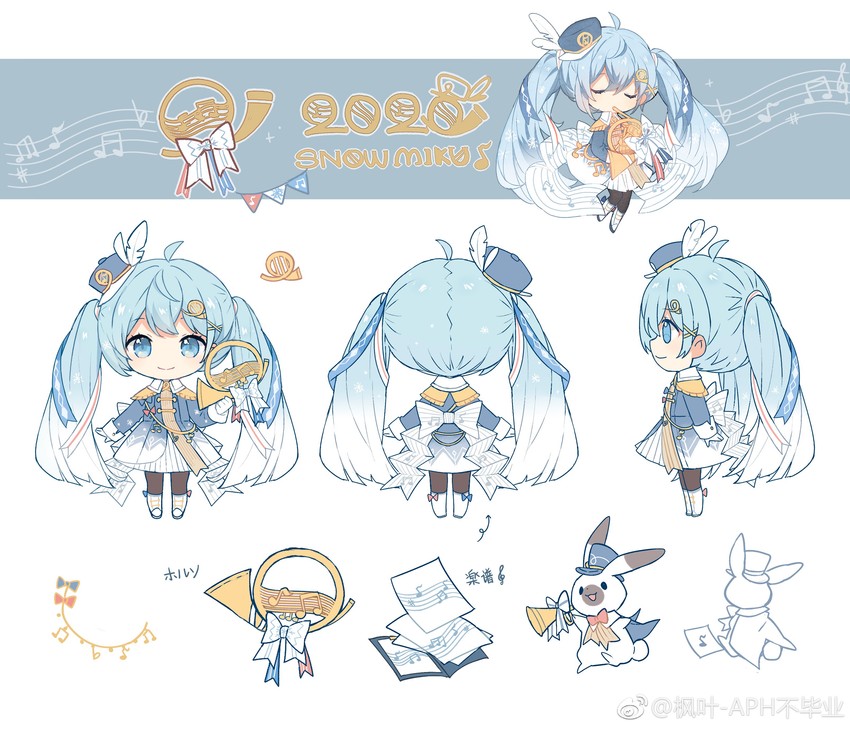 hatsune miku, yuki miku, and rabbit yukine (vocaloid) drawn by maple_(57675110)