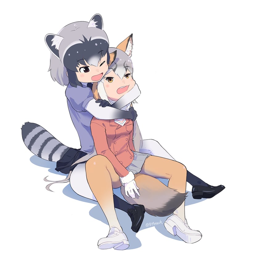 common raccoon and island fox (kemono friends and 1 more) drawn by beleven