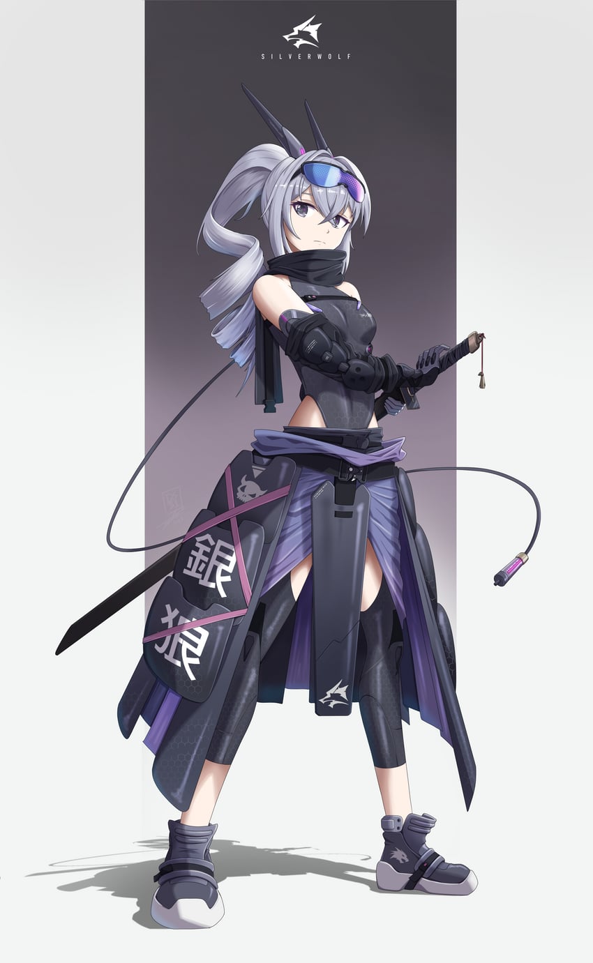 silver wolf (honkai and 2 more) drawn by darkstar31