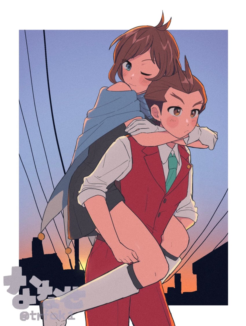 apollo justice and trucy wright (ace attorney and 1 more) drawn by nanase_(trfok1)