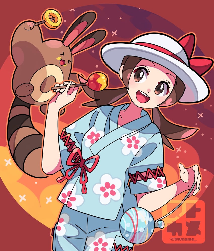 lyra and sentret (pokemon and 1 more) drawn by stchame