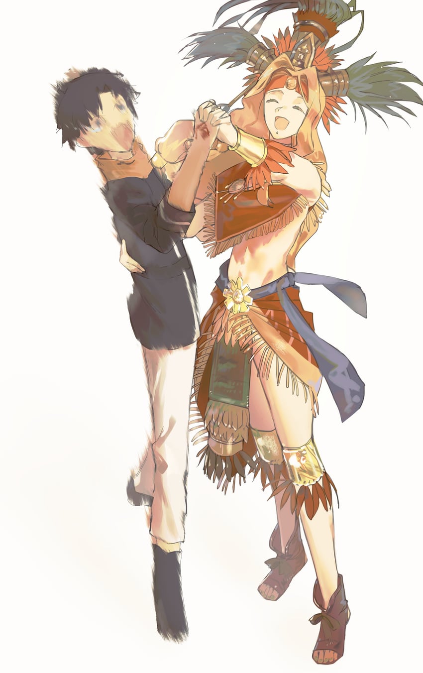 fujimaru ritsuka and quetzalcoatl (fate and 1 more) drawn by yuishironeko