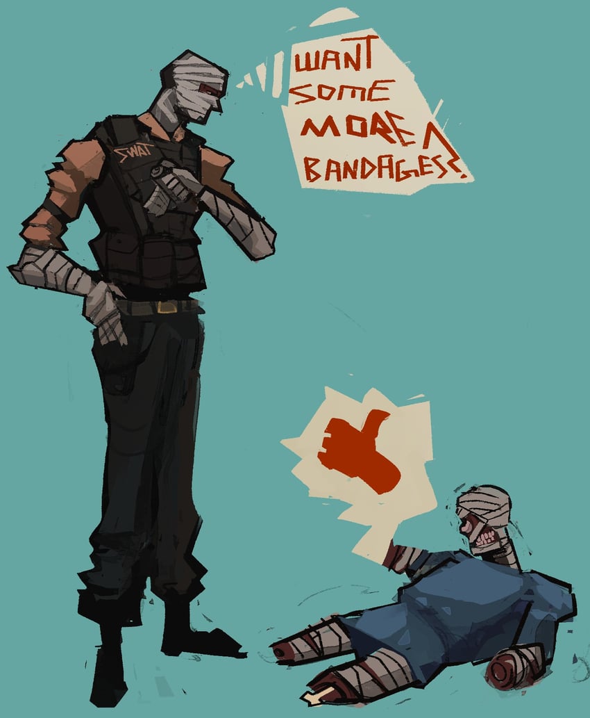 curly and joshua graham (fallout and 1 more) drawn by vei0_deseho