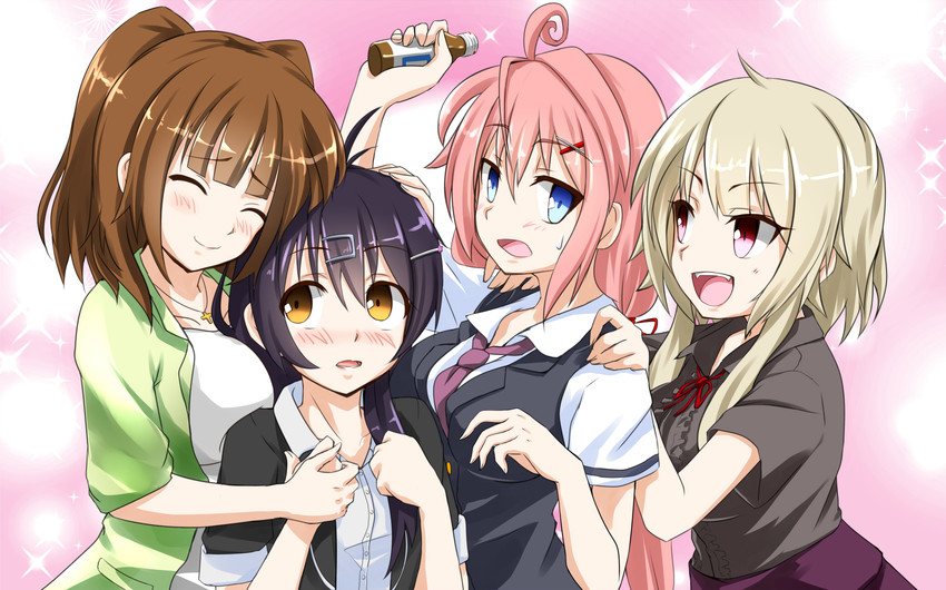 sakura ouka, takanashi hiyori, senpai-san, and douki-chan (ikinokore! shachiku-chan) drawn by suzuki-shi