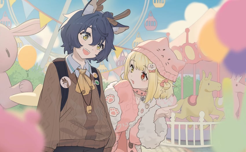 kaofish and lutou (indie virtual youtuber) drawn by bilibili_581334