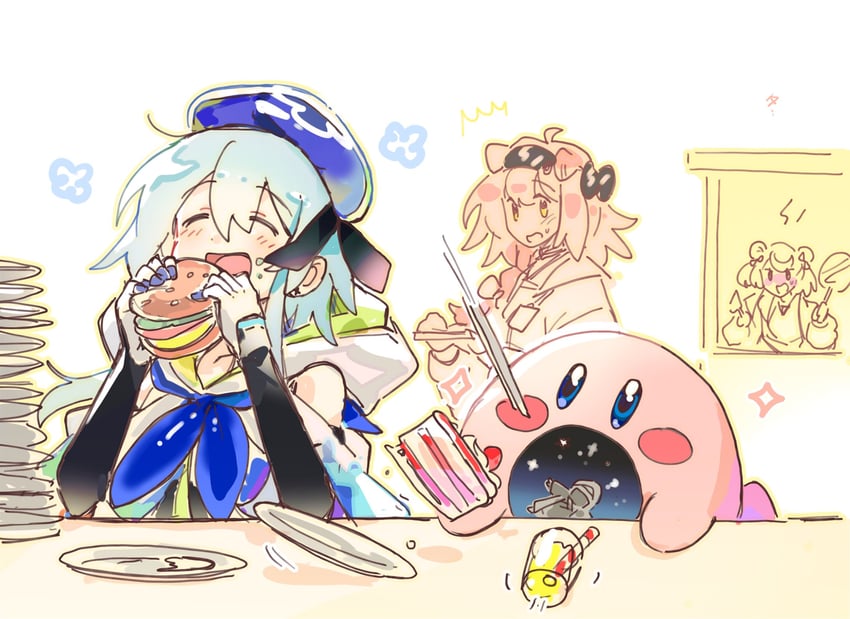 doctor, kirby, goldenglow, mizuki, and gummy (arknights and 1 more) drawn by wed_(lim38869577)