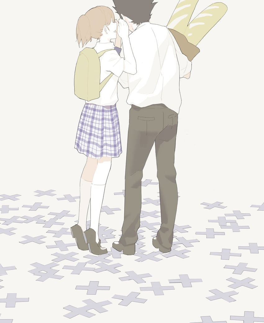 nishimiya shouko and ishida shouya (koe no katachi) drawn by blueman