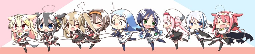 shigure, yuudachi, shigure kai ni, yuudachi kai ni, samidare, and 7 more (kantai collection) drawn by jako_(jakoo21)