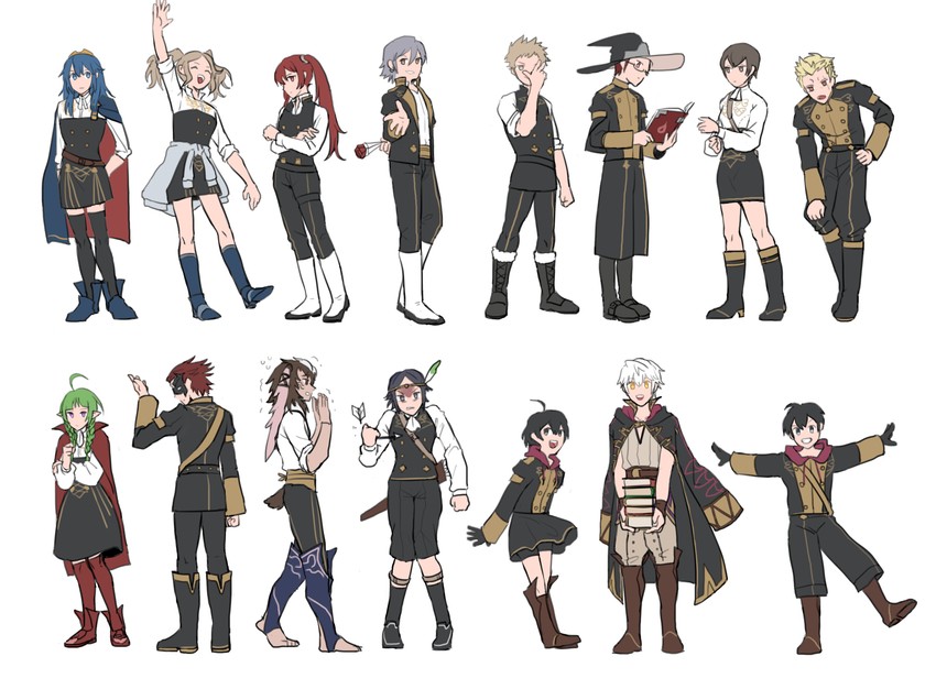 lucina, hilda valentine goneril, male robin, bernadetta von varley, sylvain jose gautier, and 24 more (fire emblem and 2 more) drawn by dobinnim