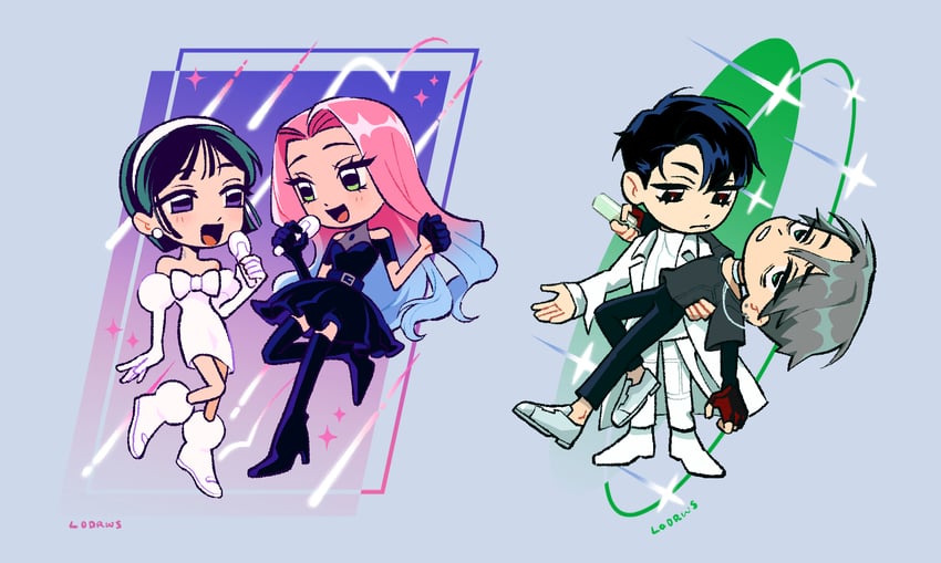 sua, mizi, till, and ivan (alien stage) drawn by lodrws