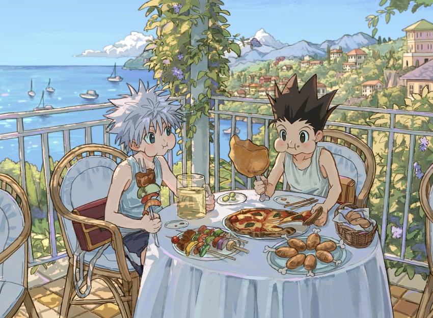 killua zoldyck and gon freecss (hunter x hunter) drawn by goodkids_1