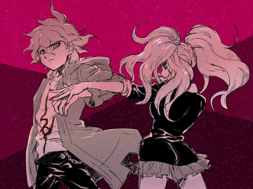 komaeda nagito and enoshima junko (danganronpa and 2 more) drawn by pall