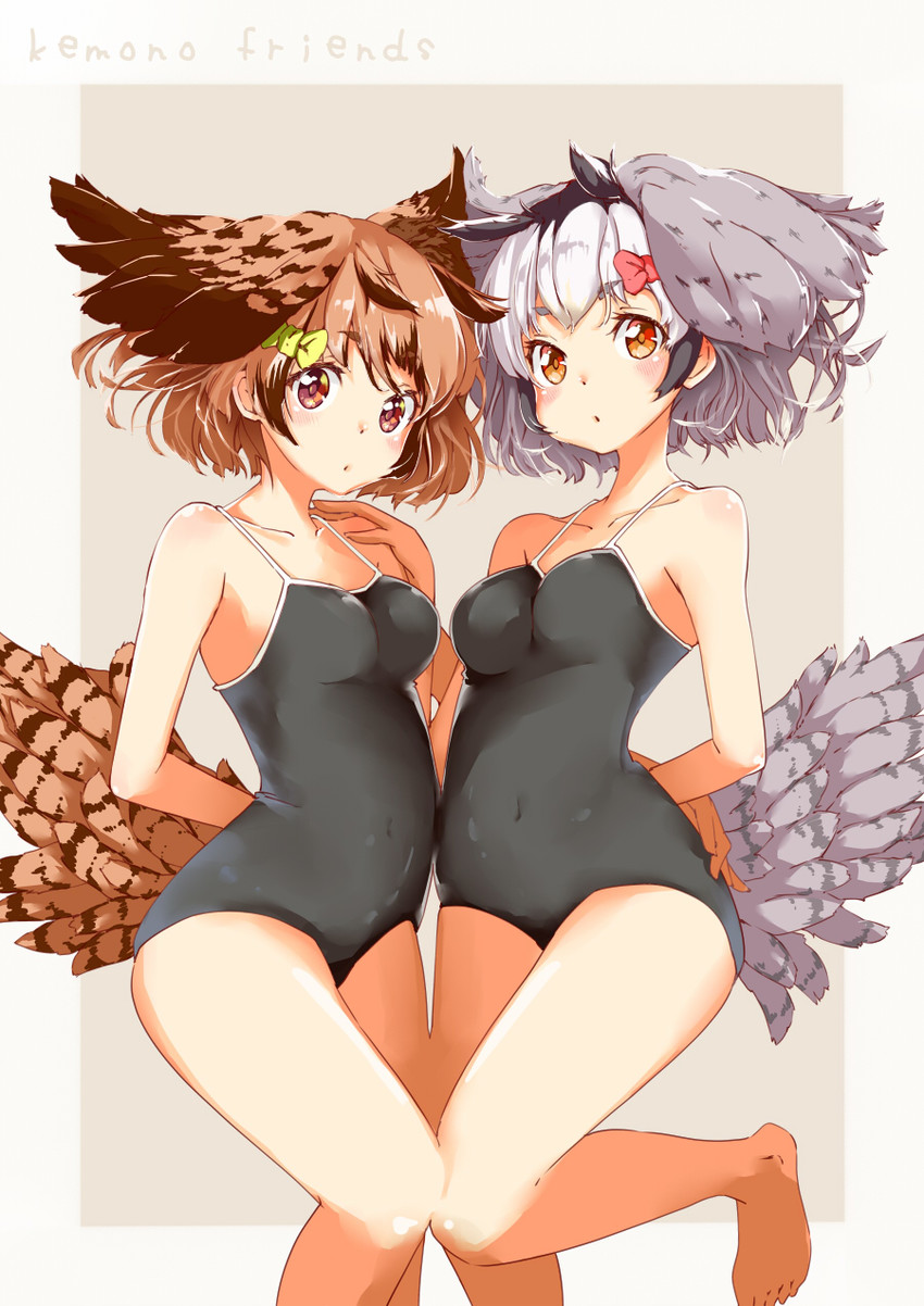 northern white-faced owl and eurasian eagle owl (kemono friends) drawn by yuyaiyaui