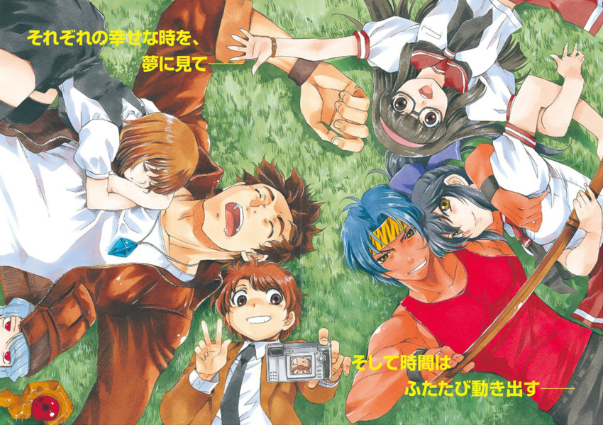 mitsurugi ryouko, yuuki hitomi, kusanagi shizuma, onizuka miyuki, nagumo keiichirou, and 2 more (real bout high school) drawn by inoue_sora