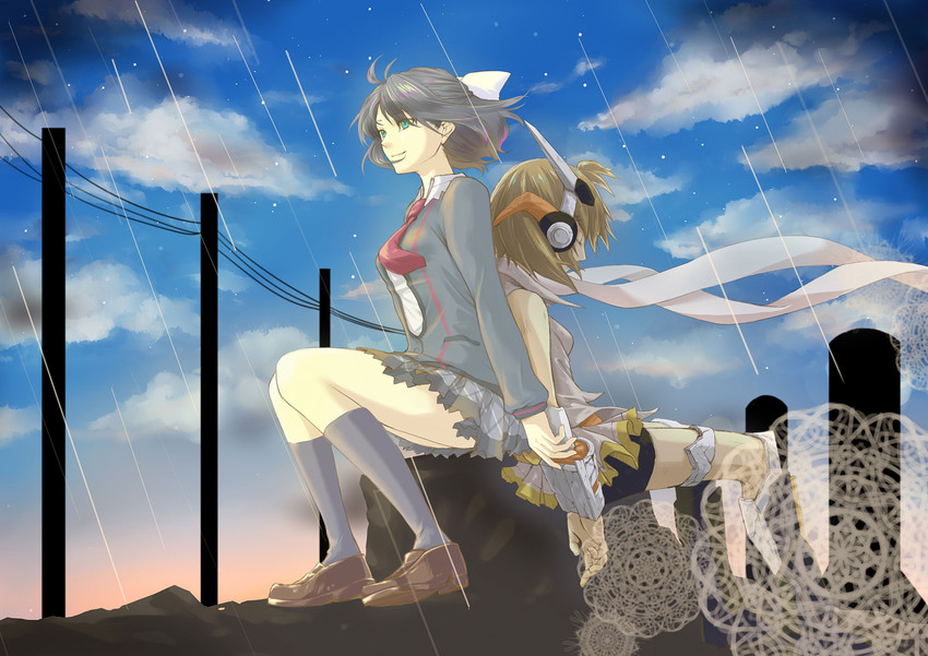 tachibana hibiki and kohinata miku (senki zesshou symphogear) drawn by pb_budou