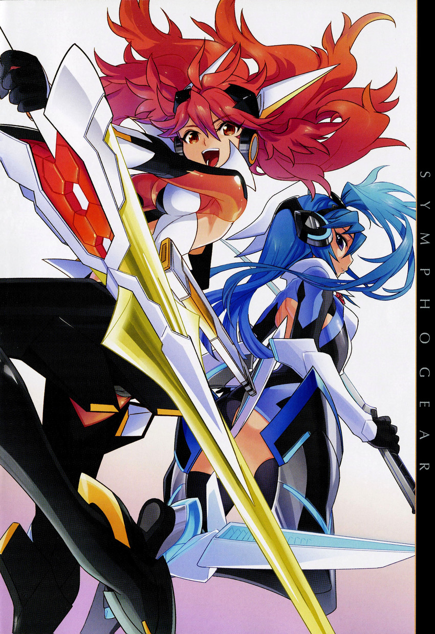 kazanari tsubasa and amou kanade (senki zesshou symphogear) drawn by yoshii_dan
