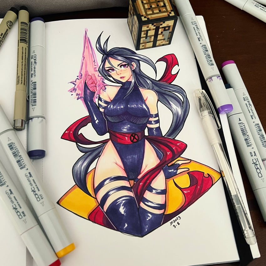 psylocke (marvel and 2 more) drawn by 5-ish_(crevettavt)