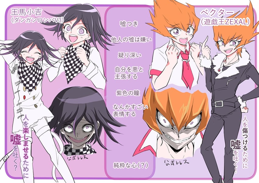 oma kokichi and vector (danganronpa and 3 more) drawn by shachoo_(poco_poco)
