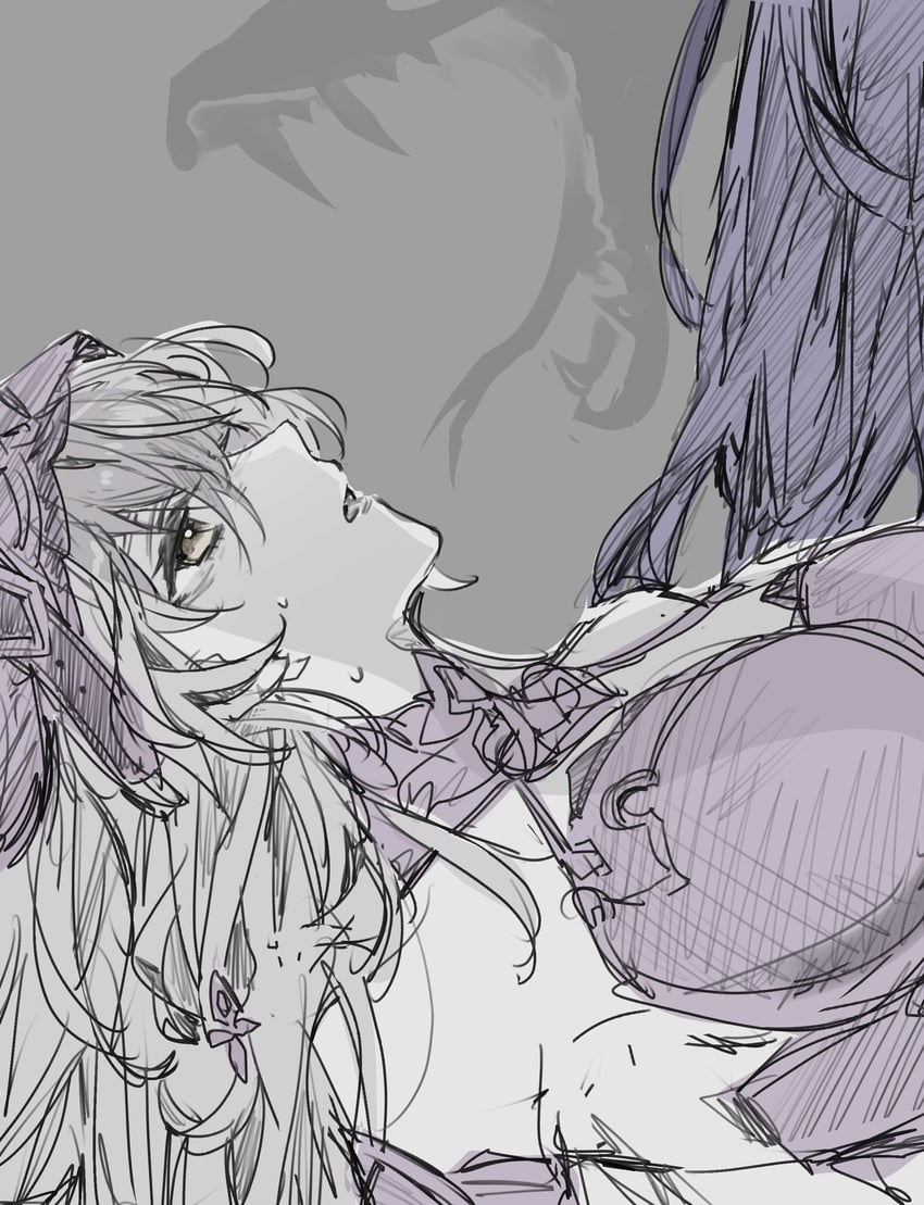 acheron and black swan (honkai and 1 more) drawn by ofuku