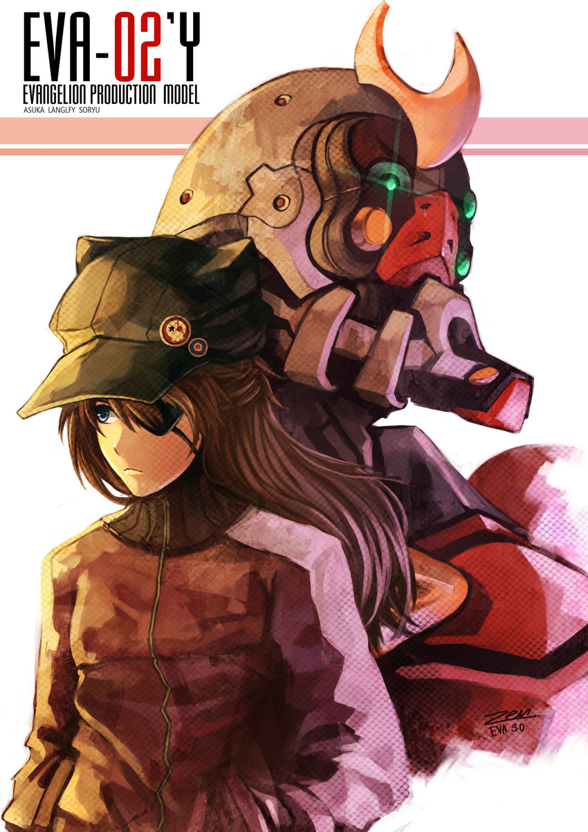 souryuu asuka langley, eva 02, and eva 02 prime beta (neon genesis evangelion and 2 more) drawn by zen_(jirakun)