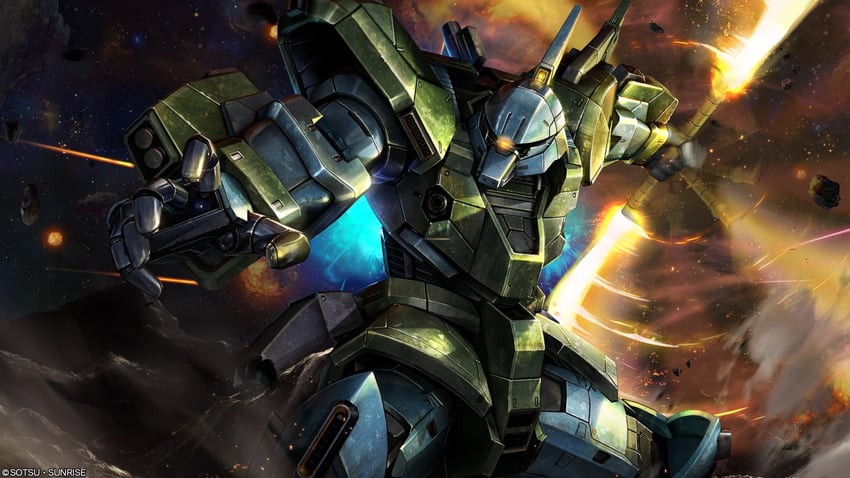 gelgoog and rf gelgoog (gundam and 3 more) drawn by tenjin_hidetaka