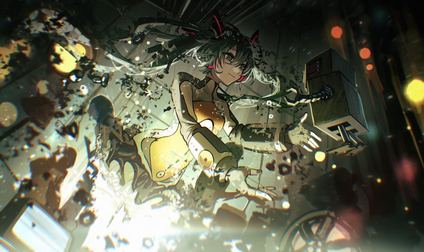 hatsune miku (vocaloid and 2 more) drawn by kika